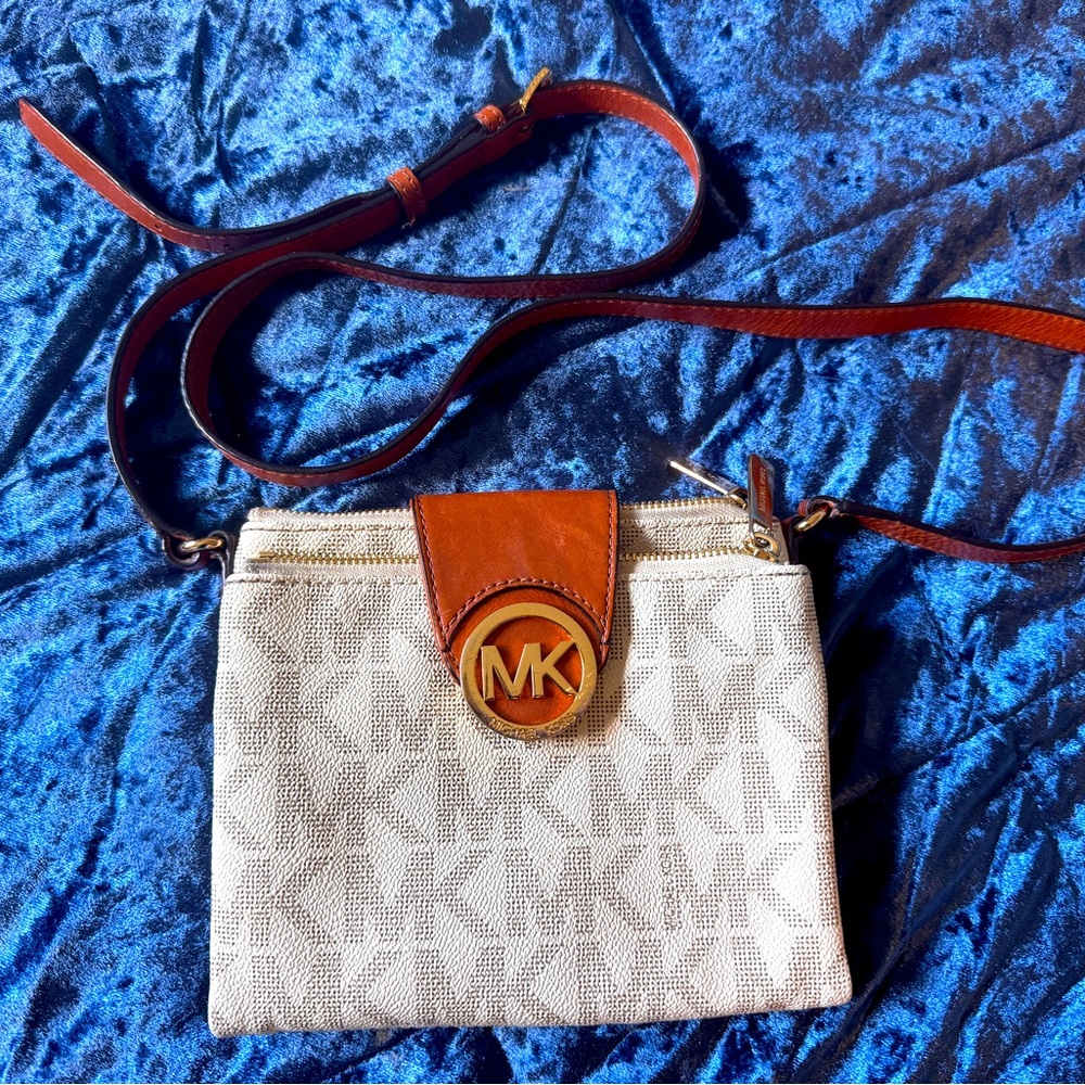 Michael Kors Tan and Cream Crossbody Bag
